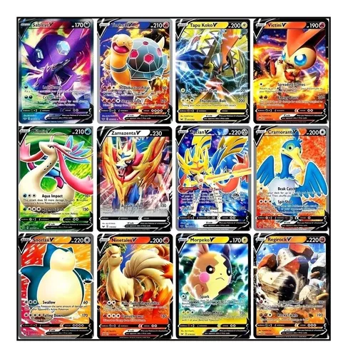 Carta Pokemon Pikachu V + 20 Cartas Vmax V Aliados Gx Shiny