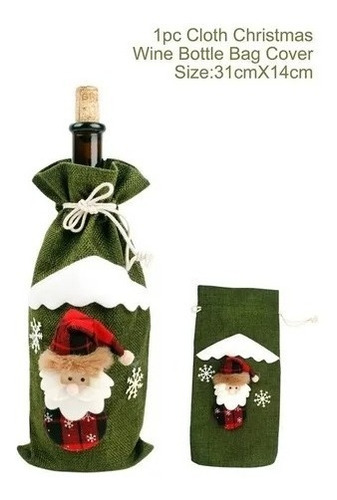3 Fundas Bolsas Decorativa Santa Claus Navidad Para Botella 