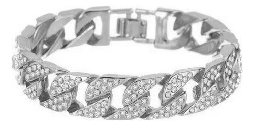 D Pulsera Cubana Aleación Plata Piedra Barata Joyas Pareja
