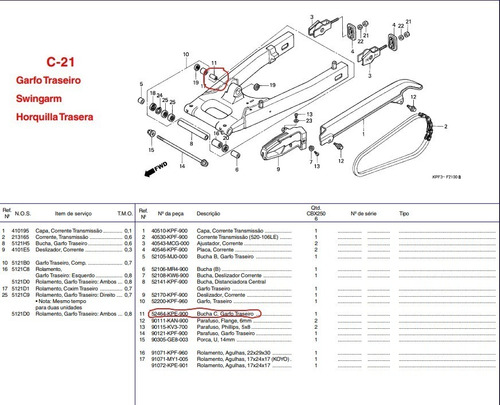 Buje C Horquilla Trasera De  Horquillon Honda Twister 250 