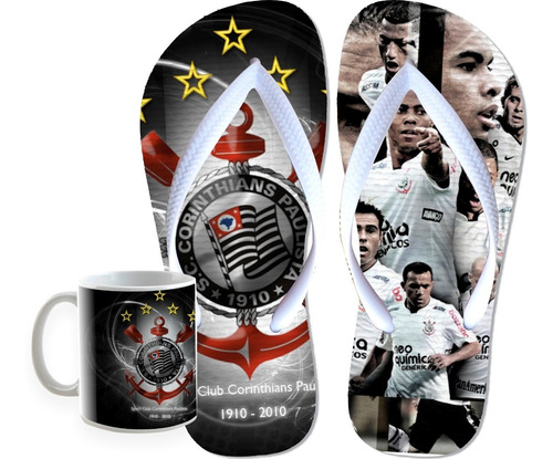 Chinelo Corinthians Masculino Com Caneca De Brinde Envio 24h
