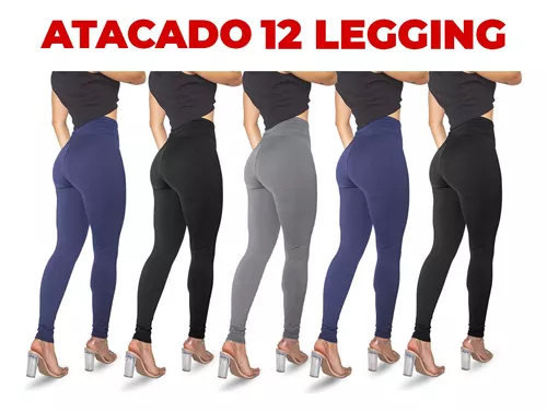 Kit 12 Calças Legging Suplex Feminina Moda Fitness Academia