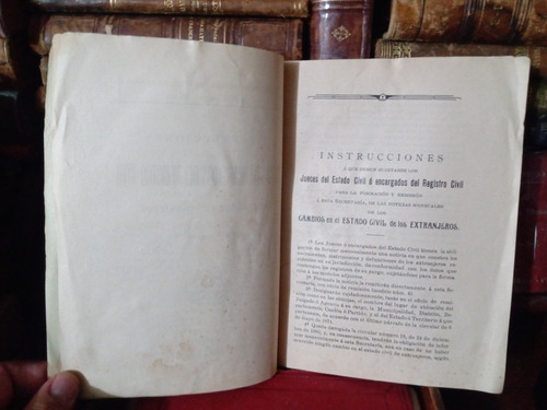 Instrucciones Jueces Registro Civil Extranjeros 1910 (Usado)