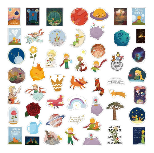 50 Stickers El Principito Impermeables Brillantes Decorativo