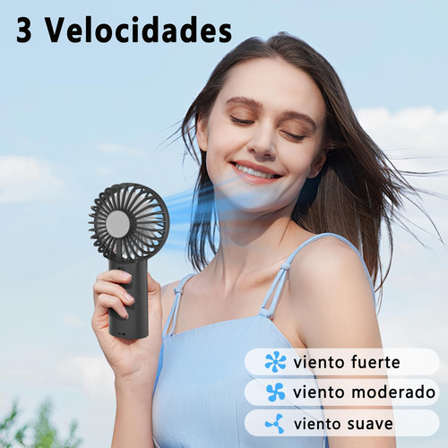 Ventilador De Mano 3 Modos Con Luz Recargable Hogar Viaje