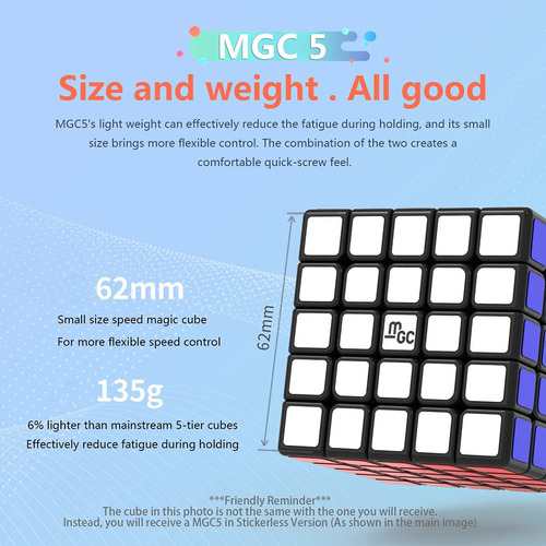 Cubo De Velocidad Magnético 5x5 Sin Calcomanías 62 Mm