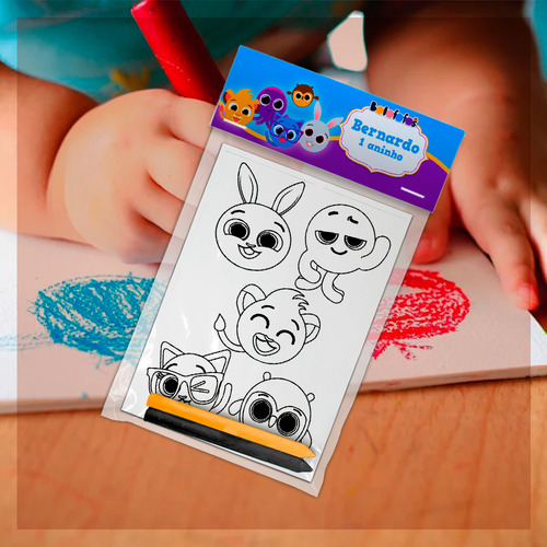 150 Kit Colorir Com Giz Lembrancinha Infantil Bolofofos