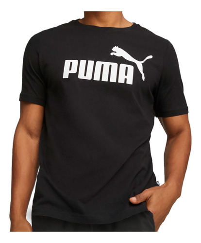 Playera Puma Ess Logo Tee Algodón Manga Corta Hombre Negro