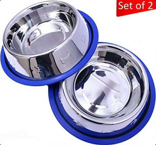 Juego De 2 Cuencos De Acero Inoxidable Para Perros Grabados