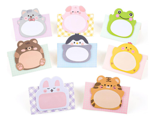 Cobee Lindo Animal De Animal Notas Pegajosas, 8 Paquete De