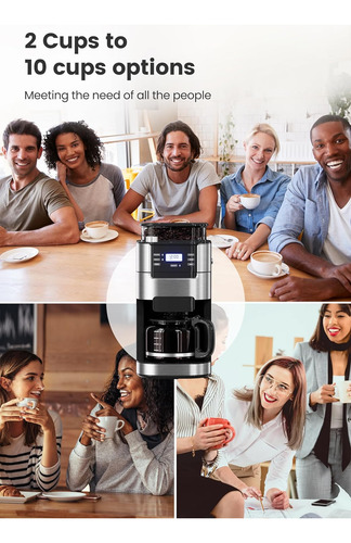 Cafetera Programable De 10 Tazas Molinillo De Rebabas I...