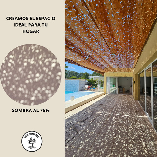 Media Sombra Camuflaje 4,50 X 4 M Con Kit Techo Pergola Deco Beige
