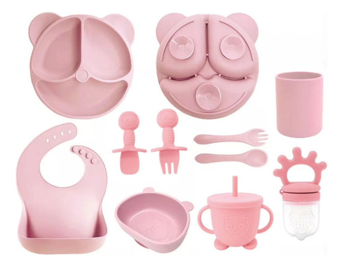Set 10pcs Alimentación Silicona Dividida Con Ventosa Bebés