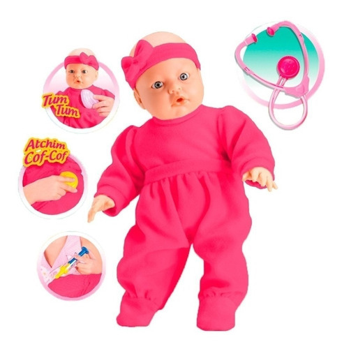 Boneca Bebê Jensen Check-me - Roma Brinquedos Cor Pink