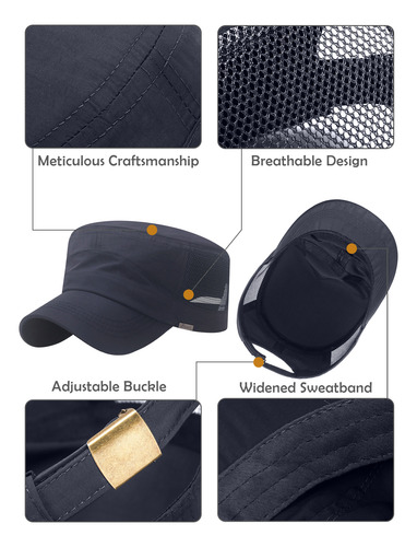 1 Pcs Gorra De Cadete De Malla Plana Ajustable Para Hombre