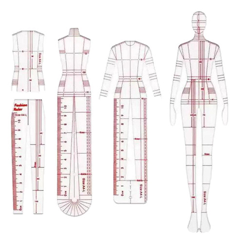 - 4x Plantilla De Patrones De Reglas De Ilustración De Moda