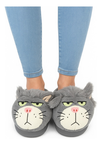 Pantuflas Gato Lucifer Acolchonada Felpa