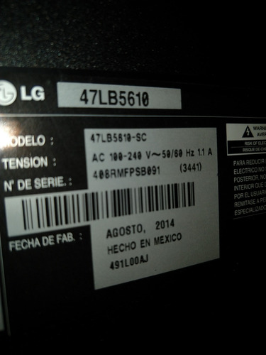 Repuesto Tv LG 47lb5610 