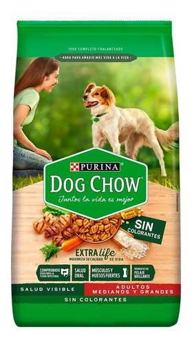 Alimento Dog Chow Salud Visible Sin Colorantes para perro adulto de raza mediana y grande sabor mix en bolsa de 21 kg