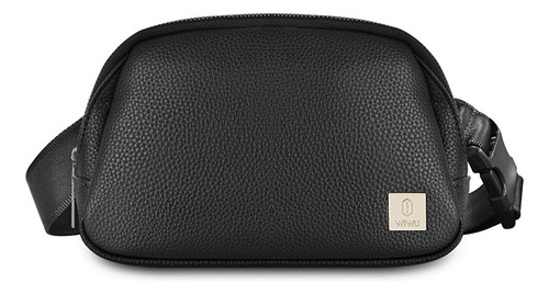 Riñonera Wiwu Lulu Crossbody Bag Cuero Sintetico Color Negro Diseño De La Tela Texturado