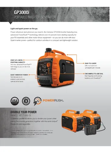 Generador Grupo Electrógeno Generac Gp 3000i - 2,5 Kva