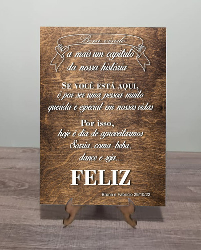 Placa Casamento Para Recepção Bem Vindos Mensagem Noivos Rp1