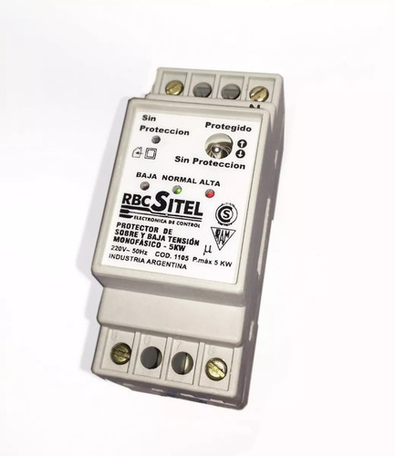 Protector de Sobre y Baja tensión monofásico 5KW para riel din RBC-Sitel 1105