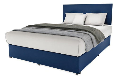 Cama Recamara - Base Box Cabecera Urban Azul King Size