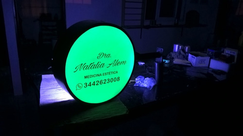 Cartel Led Circular Luminoso Acrílico Doble Cara 50cm.
