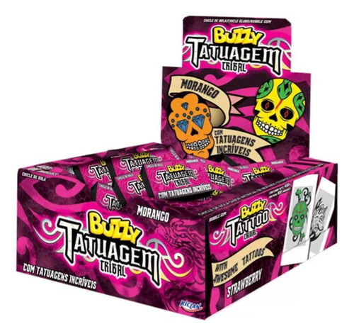Chiclete Tatuagem Tribal Buzzy Morango C/ 90unid