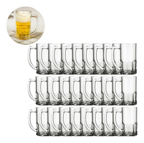 Kit Canecas Linha Vitamina Vidro 320ml Cerveja Bebidas 24 Un