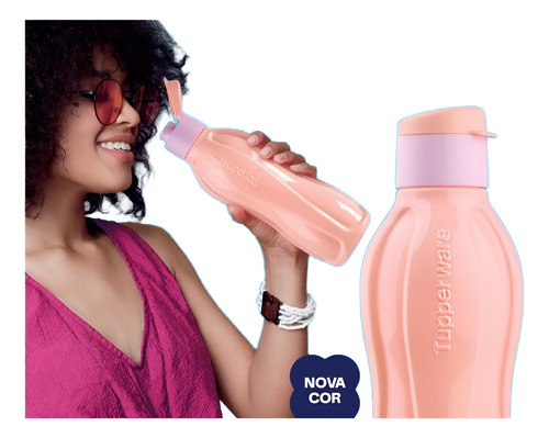 Garrafa Eco Tupperware Plus Rosa Chá 750 Ml Nova Cor
