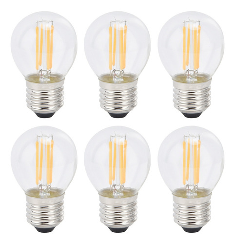 - 6 Bombillas Led Regulables G45 E27 4w Filamento