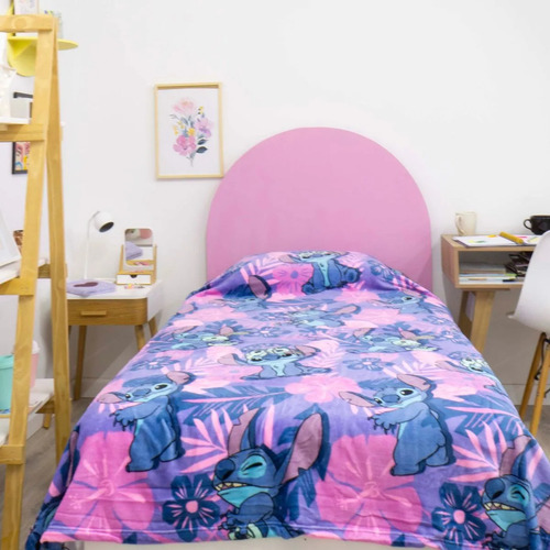 Frazada Flannel Piñata Diseño Stitch 1 1/2 Plaza