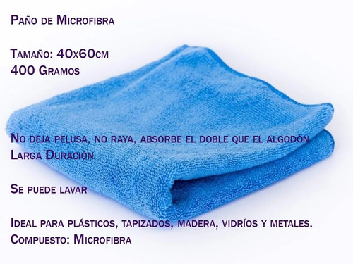 Paño Microfibra 60x40 400gr Secado Rapido Y Delicado