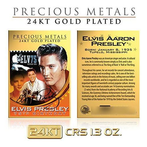 Elvis Presley Tarjeta De Metales Preciosos Chapada En Oro De