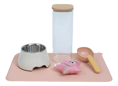 Kit Pet Alimentação E Pelúcia Com Pote E Pá 5 Pçs - Oikos