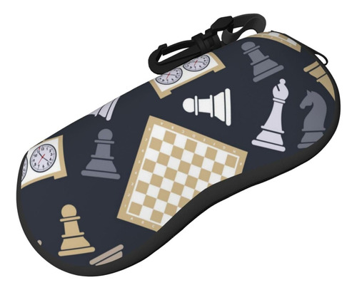 Chess Pieces Clocks And Boards Sunglasses Case With Carabine