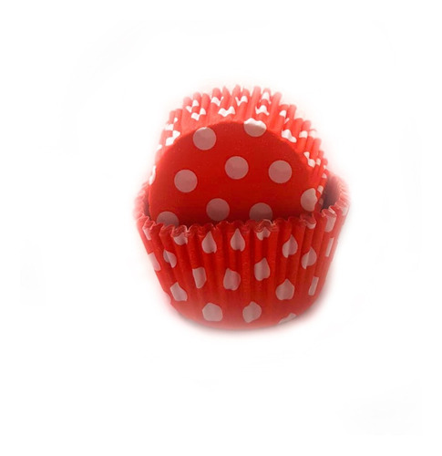 Capacillos N°5 Para Cupcakes Rojos Con Lunares 100 Unidades