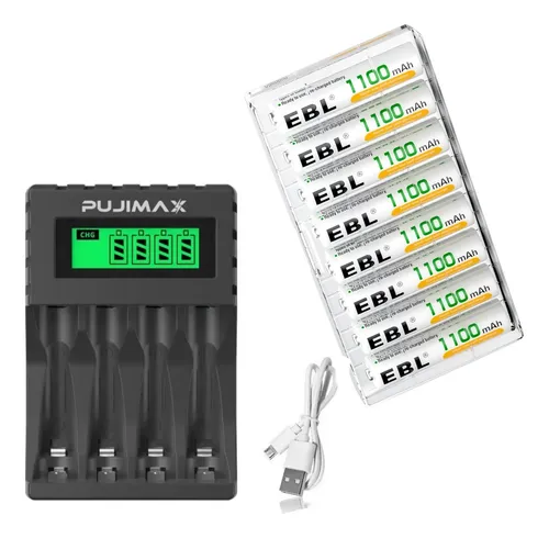 Cargador Baterías Recargables Display Lcd A A A X8 1100mah