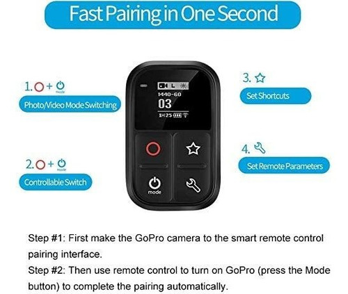 Imagen 2 de 8 de Control Remoto Wifi Pantalla Lcd Para Gopro Hero 9 /max