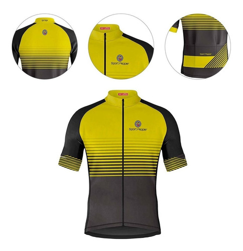 Camisa Sport Pepper Masculina Aji Amarela E Preta Ciclismo
