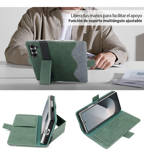 Funda De Piel Con Ranura Para Tarjetas Y Tapa Para Samsung Fold 5 6