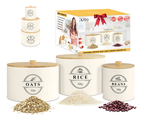 Kito Living Beans - Recipientes De Almacenamiento De Avena Y