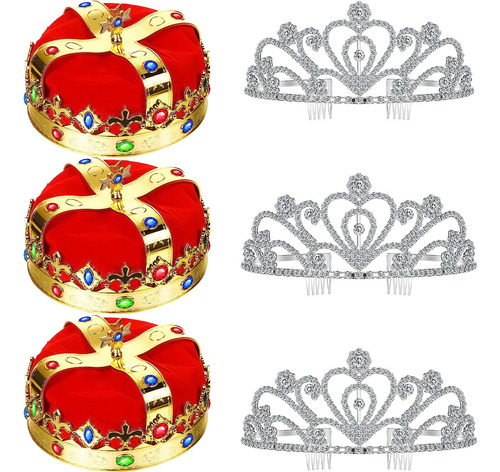 Zhanmai 6 Piezas Coronas Reales Reales Del Rey Y Reina Coron