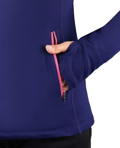 Baleaf Womens Thermal Fleece Half Zip Thumbholes Long Sleev