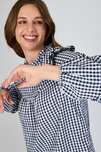Blusa Con Vuelos Berni Gingham Eclipse
