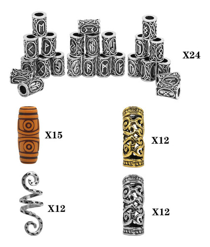 Runas Vikingas Huecas Barbas Anillos Nudo Joyería Para El