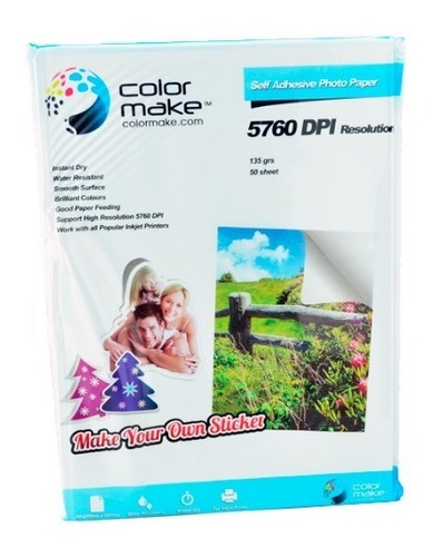 Caja Papel Fotográfico Autoadhesivo Colormake A4 1000 Hojas