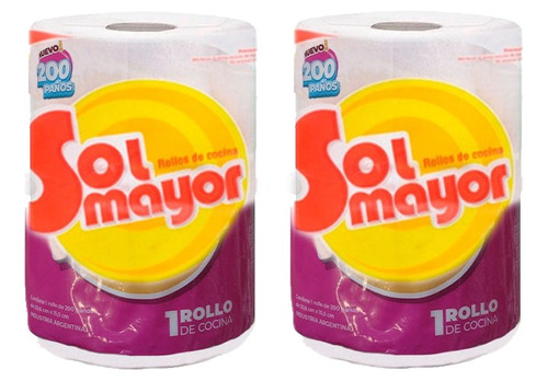 Maxi Rollo De Cocina 200 Paños Sol Mayor Pack X2